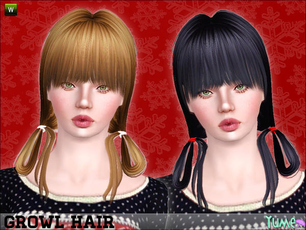 Yume Rolled ponytails Growl hairstyle by Zauma  for Sims 3