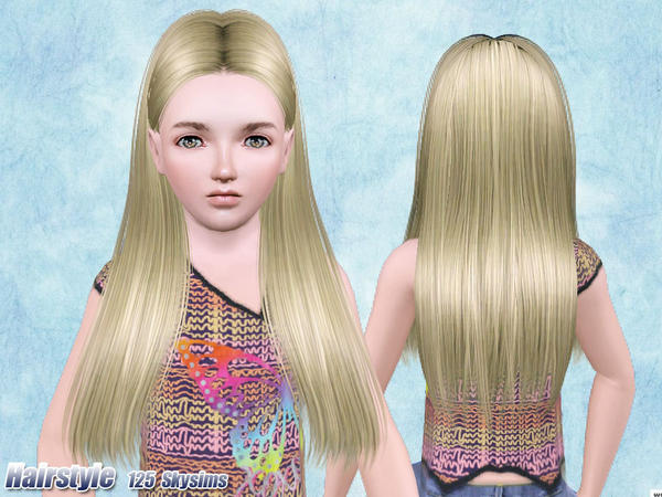 Dimensional middle part hairstyle 125 by Skysims for Sims 3