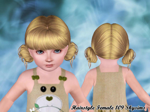 Double rolled bun hairstyle 109 by Skysims for Sims 3