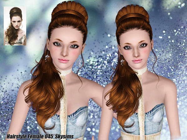 High topknot hairstyle 045 by Skysims for Sims 3