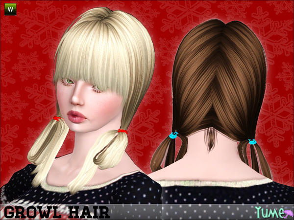 Yume Rolled ponytails Growl hairstyle by Zauma  for Sims 3