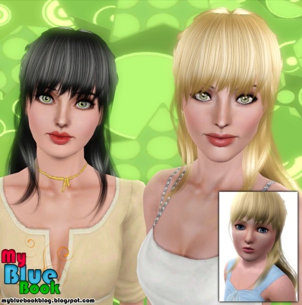 Half up half down with bangs Shymoo 04 retextured by TumTum Simiolino for Sims 3