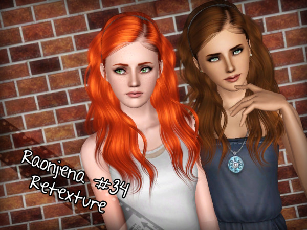 Raonjena 34 hairstyle retextured by Forever and Always for Sims 3