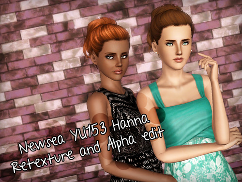 Colored ponytail hairstyle NewSea`s Hanna retextured by Forever and Always for Sims 3