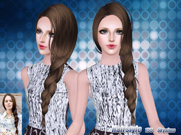 Side big braid hairstyle 15 by Skysims  for Sims 3
