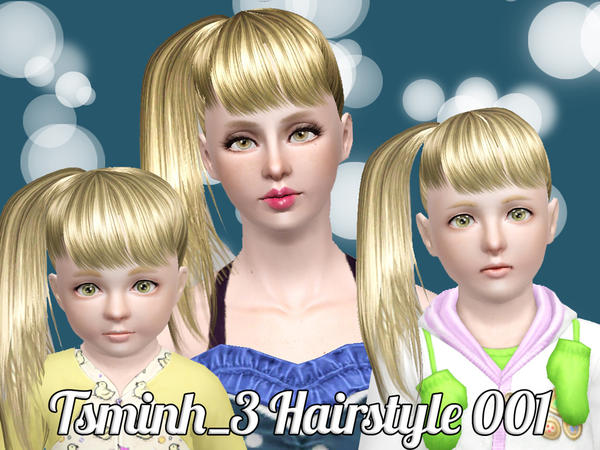 Layered side ponytail 001 by tsminh 3  for Sims 3