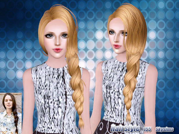 Side big braid hairstyle 15 by Skysims  for Sims 3