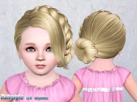 Medieval braided bun hairstyle 124 by Skysims - Sims 3 Hairs