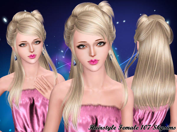 Crazy half up do hairstyle 107 by Skysims for Sims 3