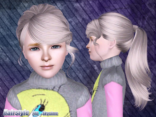 Messy ponytail hairstyle 140 by Skysims for Sims 3