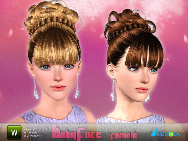 Braided crown chignon hairstyle Baby Face by NewSea for Sims 3