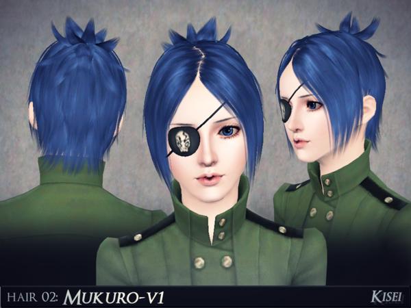 Mukuro spiny topknot hairstyle for her V1 Kisei  for Sims 3