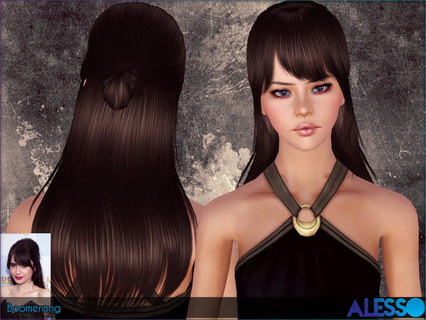 Boomerang half up bun hairstyle by Alesso for Sims 3