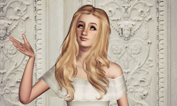 Parted in the middle hairstyle SkySims 050 retextured by Marie Antoinette for Sims 3