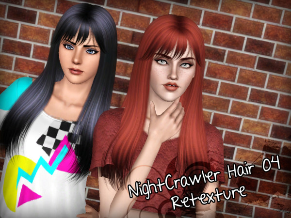 Straight with bangs NightCrawler hairstyle 04 retextured by Forever and Always for Sims 3