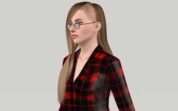 Shaved side hairstyle Zauma Dara retextured by Fanaskher for Sims 3
