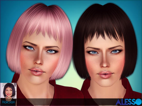 Straight bob with fringed bangs Halcyon Hairstylke by Alesso for Sims 3