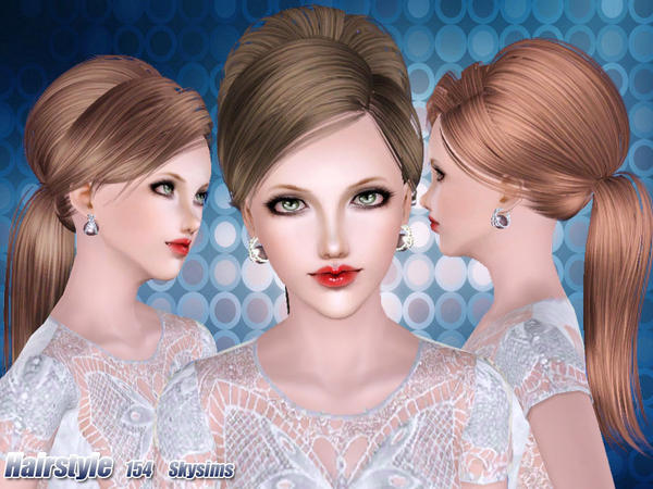 Vintage ponytail hairstyle 154 by Skysims for Sims 3
