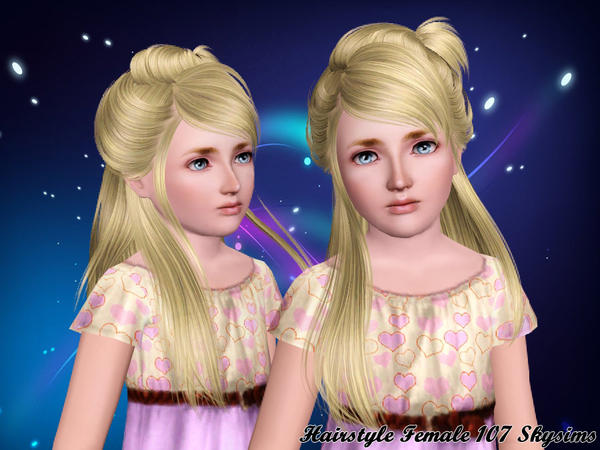 Crazy half up do hairstyle 107 by Skysims for Sims 3