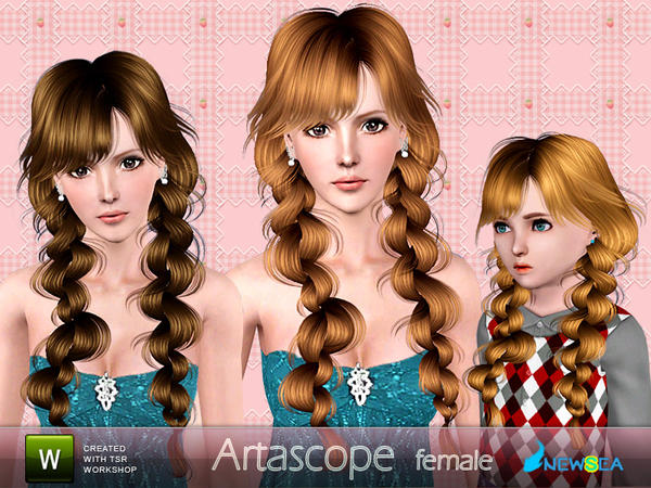 Artascope two loosely fishtail hairstyle by NewSea for Sims 3