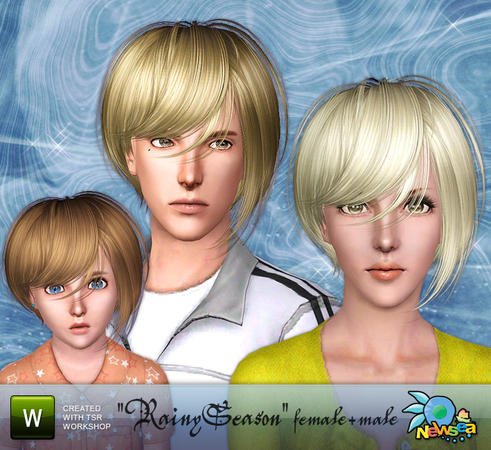 Assimmetric hairstyle Rainy Season by Newsea for Sims 3