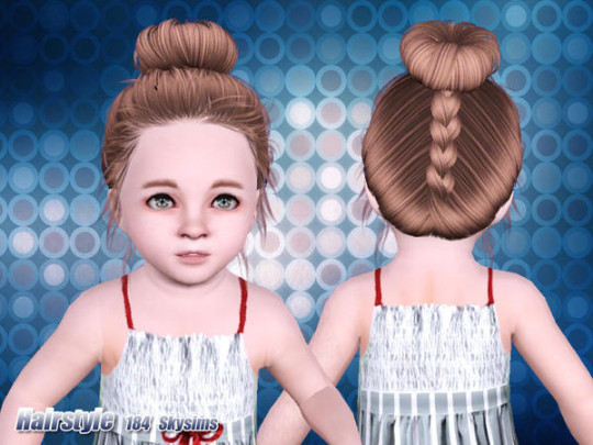 Braided high bun hairstyle 184 by Skysims - Sims 3 Hairs