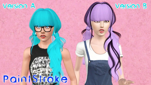 Middle part wrapped ponytails hairstyle Skysims 052 retextured by Katty for Sims 3