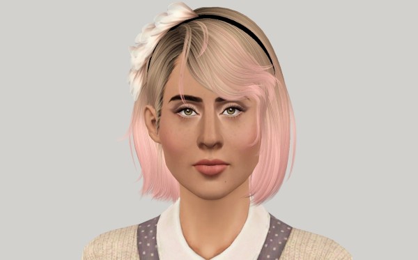 Headband bob hairstyle Newsea’s Sweet Scar retextured by Fanaskher for Sims 3