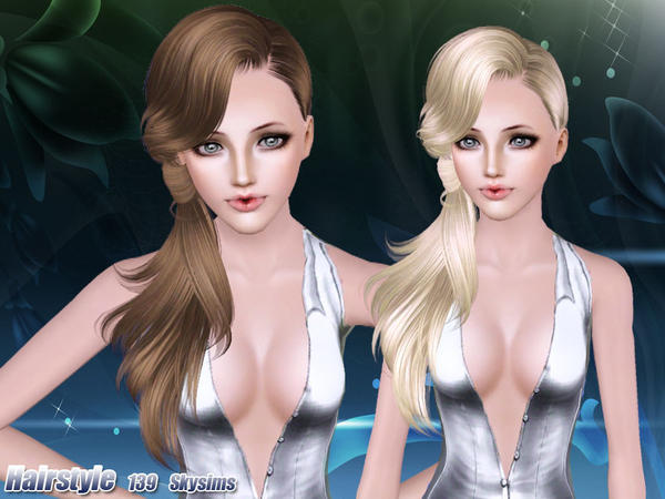 Rolled side ponytail hairstyle 139 by Skysims  for Sims 3