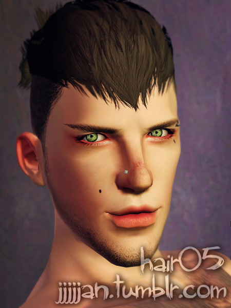 Half shaved hairstyle 05 by Jan - Sims 3 Hairs