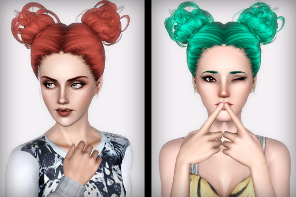 Two curly bun hairstyle NewSea`s Cauliflower retextured by Forever and Always for Sims 3