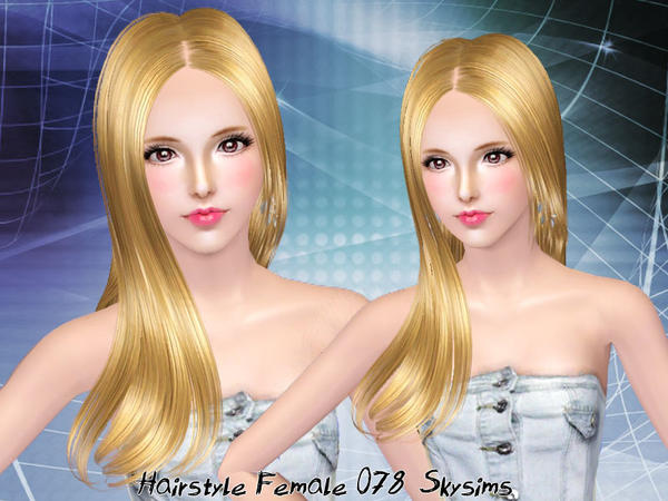 Shiny straight hairstyle 078 by Skysims for Sims 3