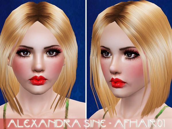 Shiny bob hairstyle 01 by Alexandra Sine for Sims 3