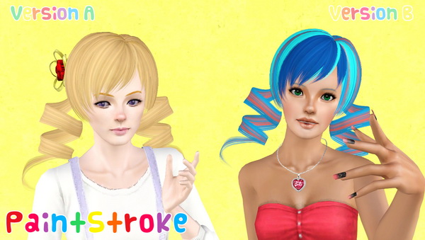 Anime flower ponytail hairstyle  ButterflySims Hair 065 Retextured by Katty for Sims 3