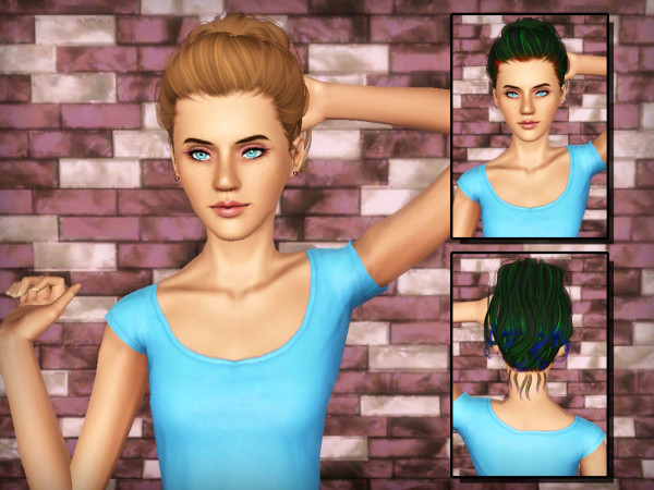 Colored ponytail hairstyle NewSea`s Hanna retextured by Forever and Always for Sims 3