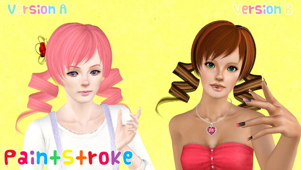 Anime flower ponytail hairstyle  ButterflySims Hair 065 Retextured by Katty for Sims 3
