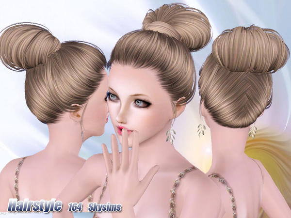 Wrapped topknot hairstyle 164 by Skysims for Sims 3