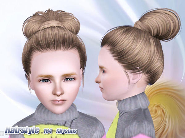 Wrapped topknot hairstyle 164 by Skysims for Sims 3