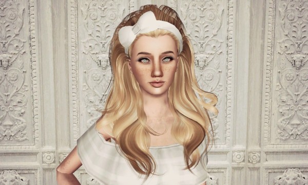 Thrown back with bow Peggy`s 905 hairstyle retextured by Marie Antoinette for Sims 3