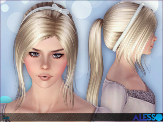 Bun with satin headband hairstyle Sun by Alesso - Sims 3 Hairs