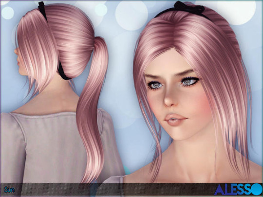 Bun with satin headband hairstyle Sun by Alesso - Sims 3 Hairs