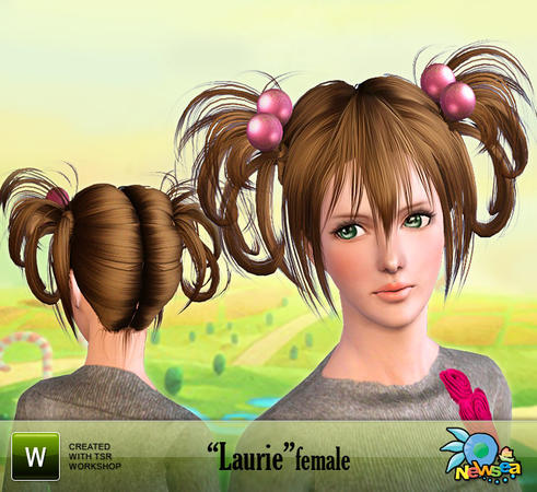 Laurie hairstyle with hair ball accessory by NewSea for Sims 3