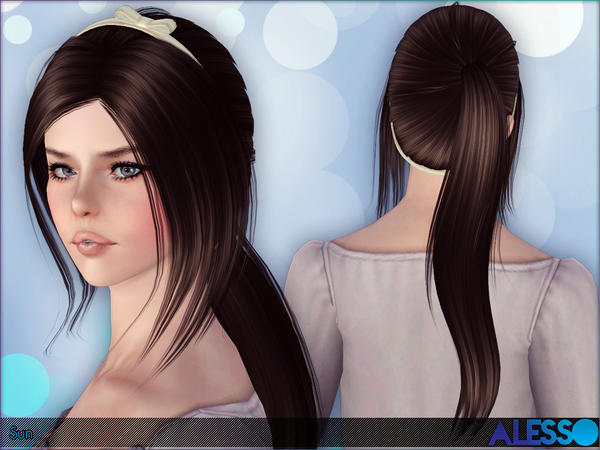 Bun with satin headband hairstyle Sun by Alesso for Sims 3