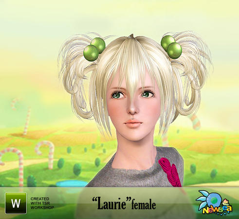 Laurie hairstyle with hair ball accessory by NewSea for Sims 3