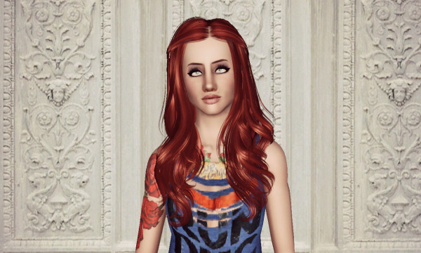 Parted in the middle hairstyle SkySims 050 retextured by Marie Antoinette for Sims 3