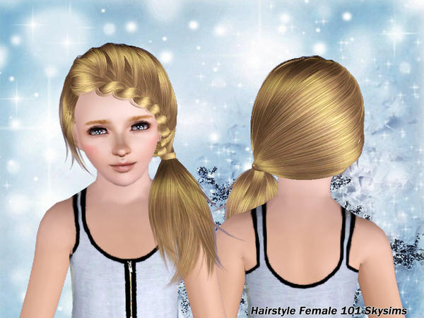 Side braid ponytail hairstyle 101 by Skysims for Sims 3