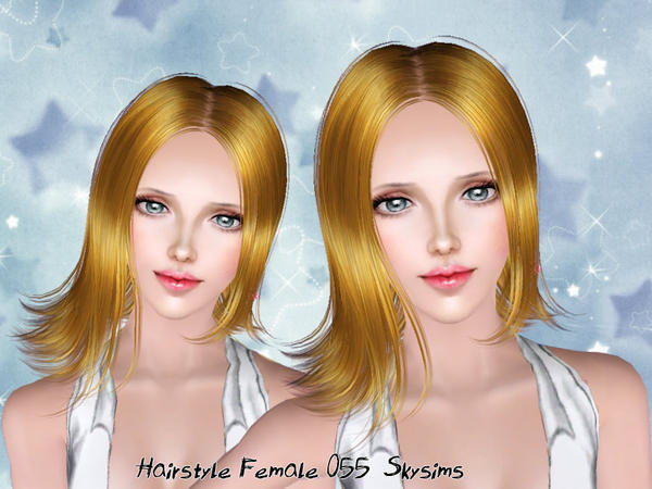 Piecey ends with bangs hairstyle 055 by Skysims for Sims 3