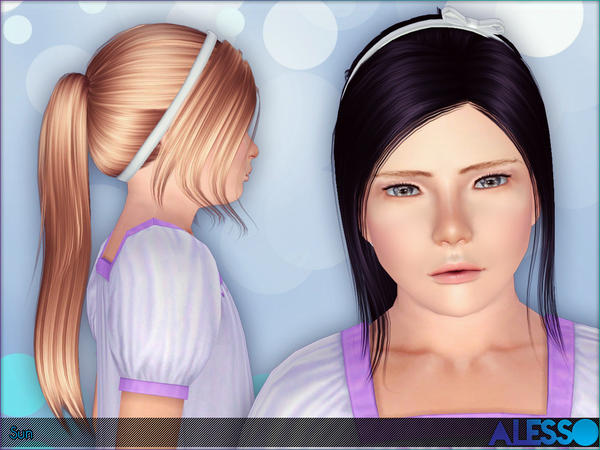 Bun with satin headband hairstyle Sun by Alesso for Sims 3