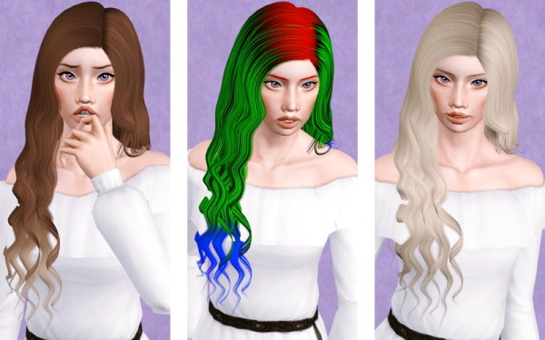 Alesso’s Hourglass  wavy hairstyle retextured by Beaverhausen for Sims 3