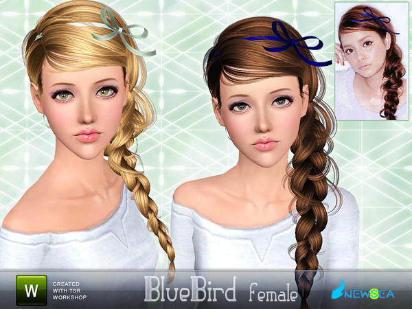 Side accessorized braid Blue Bird hairstyle by NewSea for Sims 3